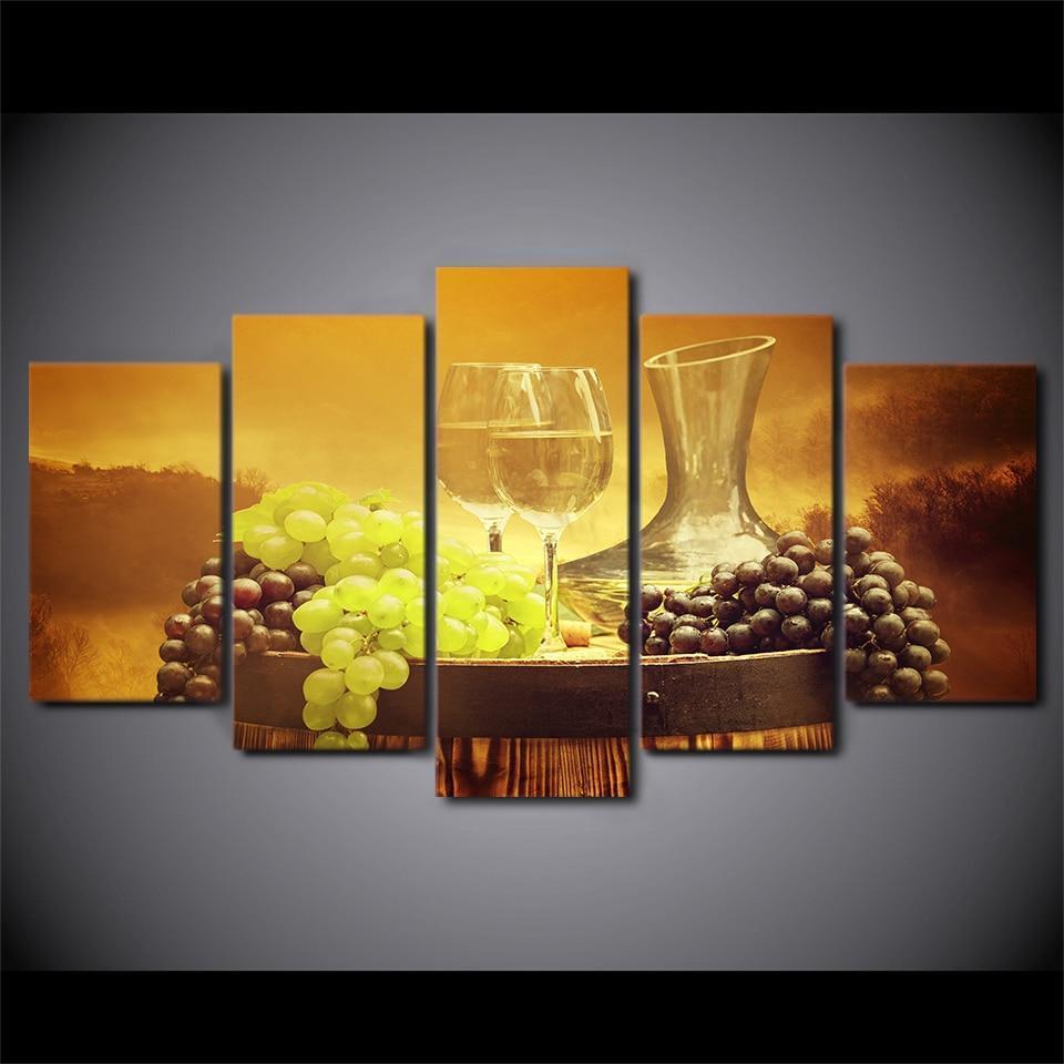 Fruits Wine Glasses Kitchen Canvas Wall Art