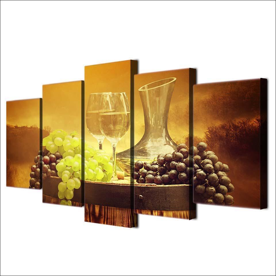 Fruits Wine Glasses Kitchen Canvas Wall Art
