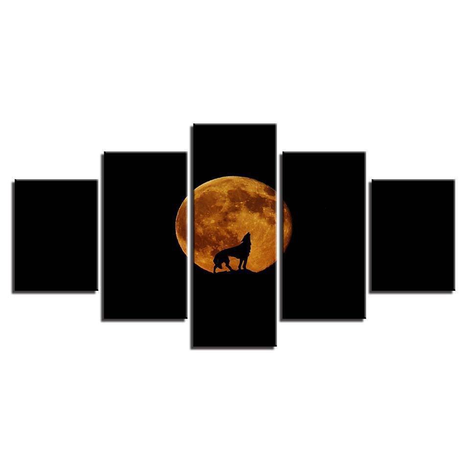 Full Moon Night Animal Wolf Howl Nature Canvas Wall Art