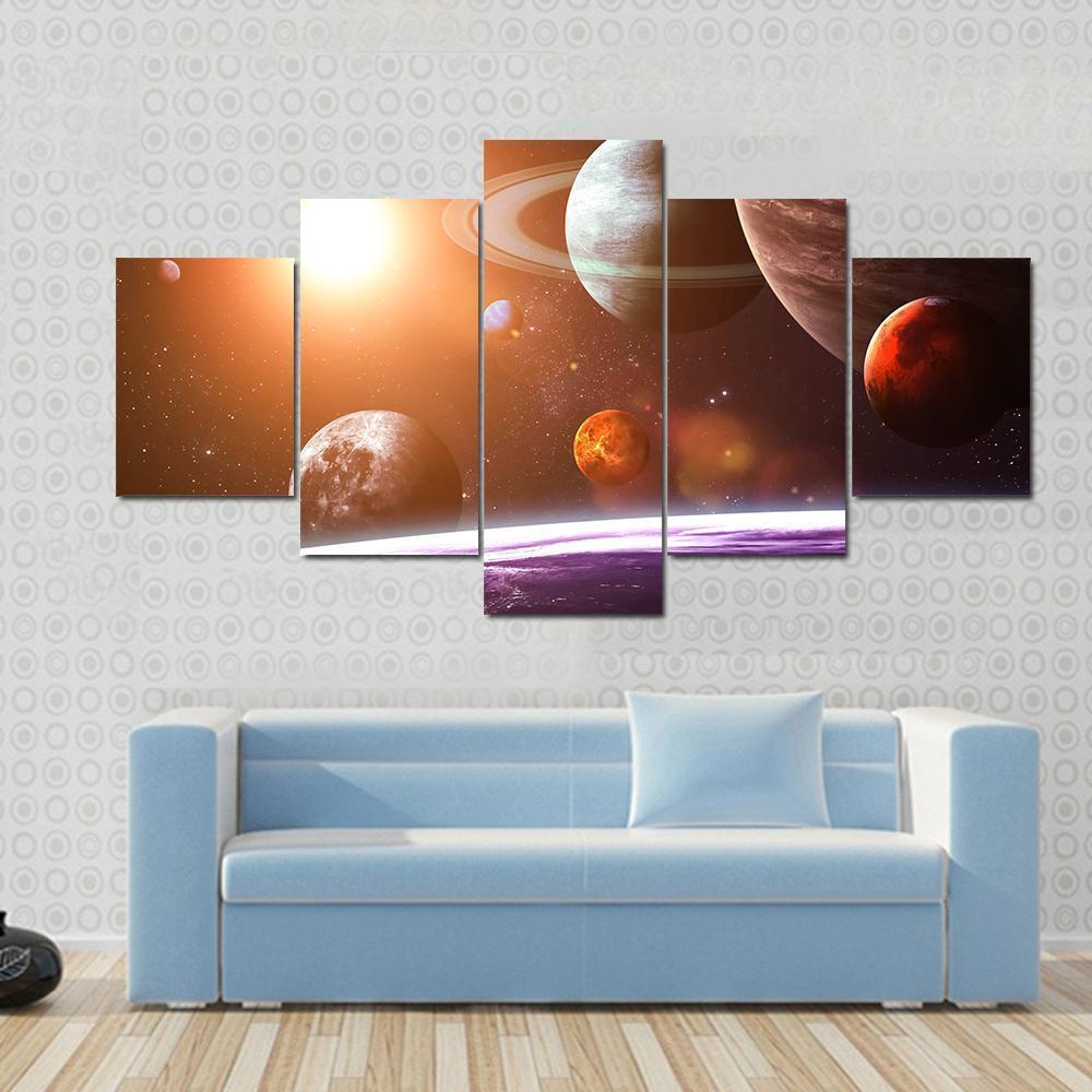 Full Solar System Illustration Space Canvas Wall Art
