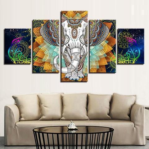 Funky Elephant Abstract Animal Canvas Wall Art