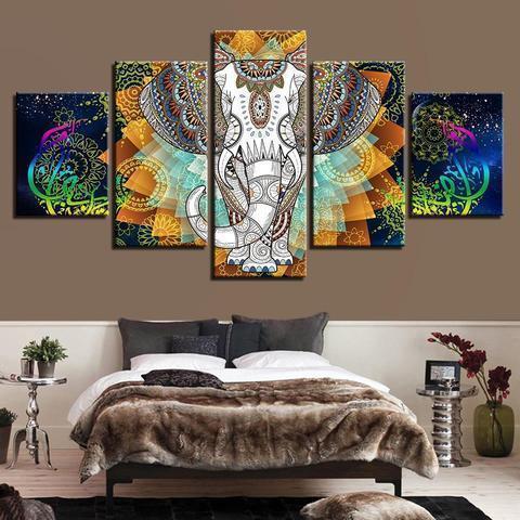 Funky Elephant Abstract Animal Canvas Wall Art
