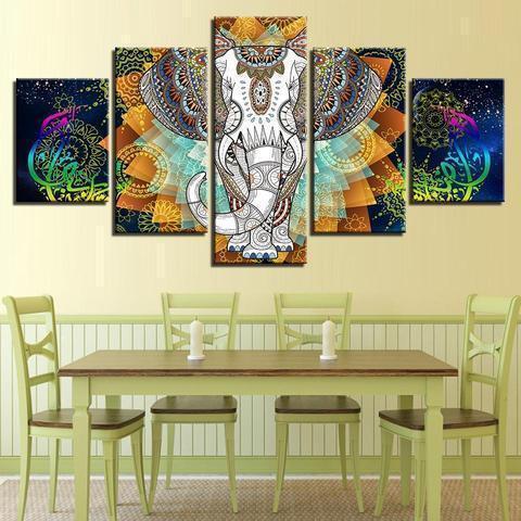 Funky Elephant Abstract Animal Canvas Wall Art