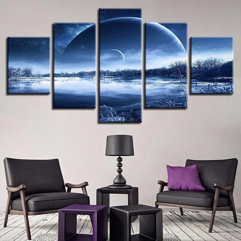 Galaxy Lake Nature Canvas Wall Art