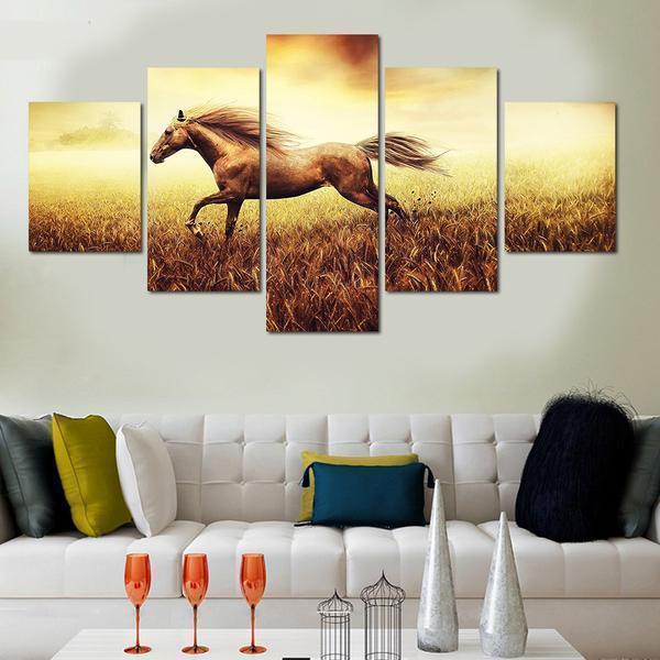 Galloping Horse Animal Canvas Wall Art
