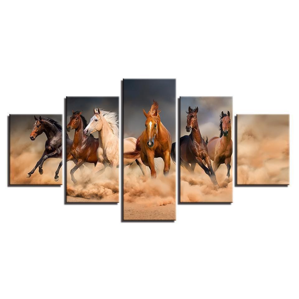 Galloping Horses Running Animal Canvas Wall Art