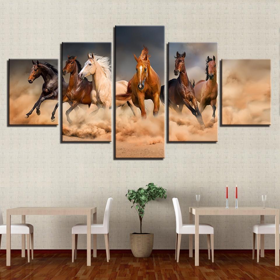 Galloping Horses Running Animal Canvas Wall Art