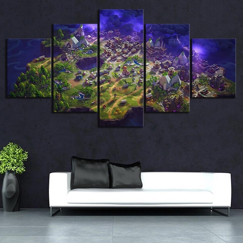 Game Map Fortnite Gaming Canvas Wall Art