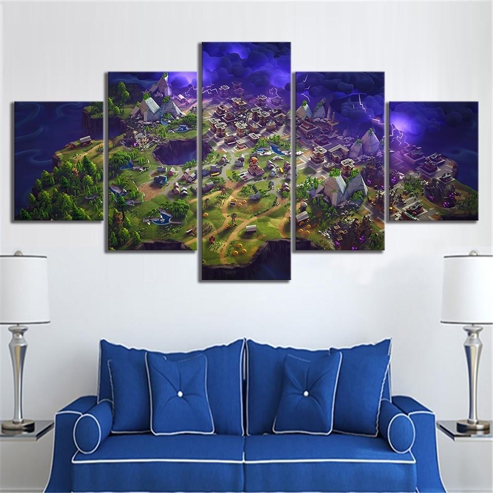 Game Map Fortnite Gaming Canvas Wall Art