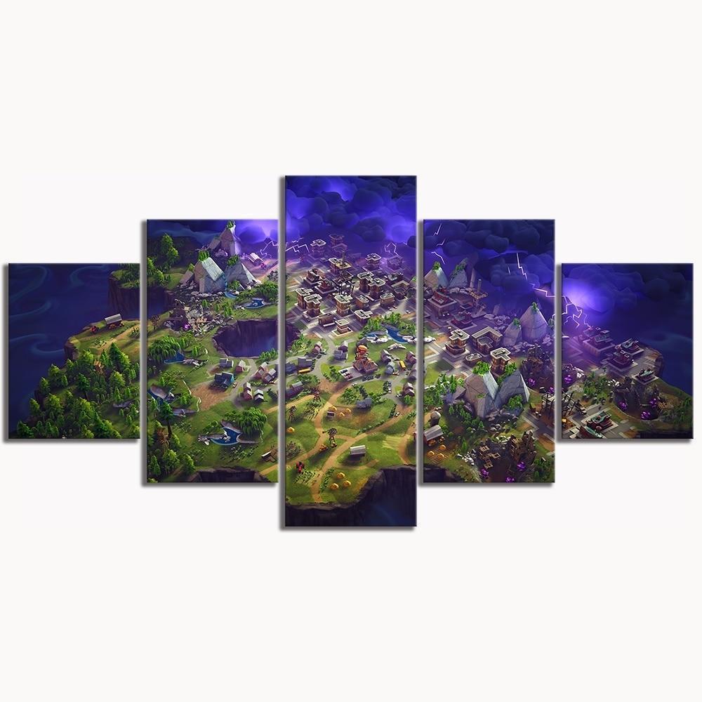Game Map Fortnite Gaming Canvas Wall Art