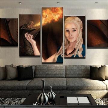 Game Of Thrones Dragon And Targaryen Movie Canvas Wall Art
