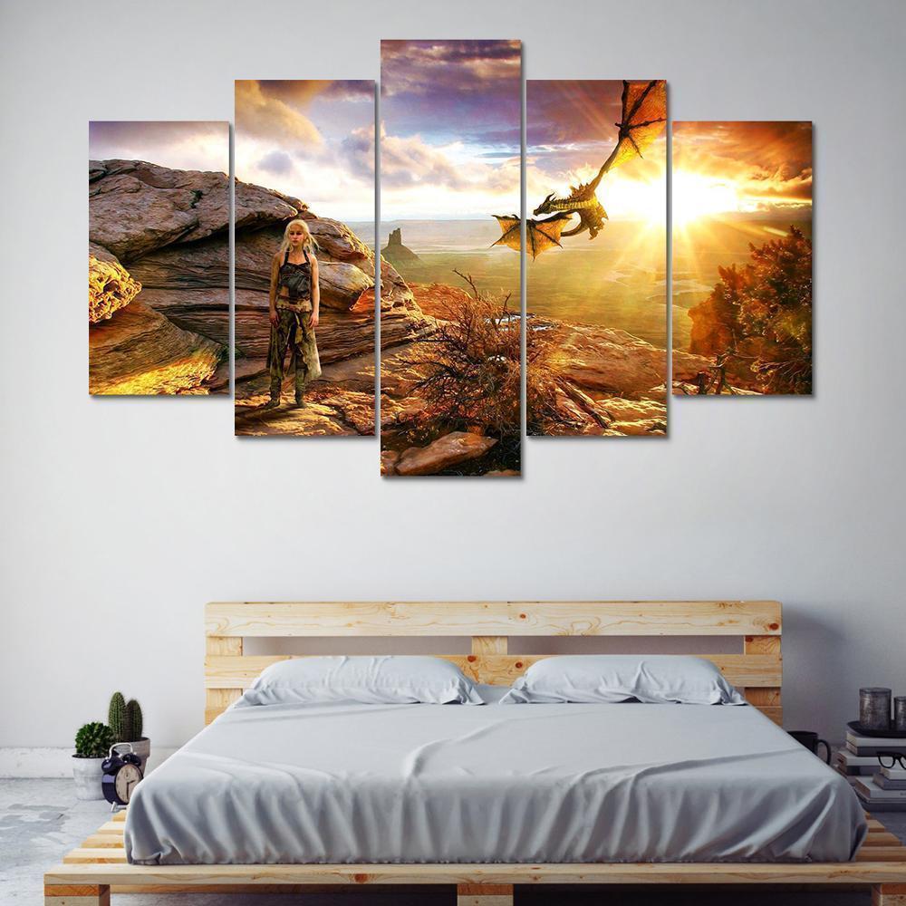 Game Of Thrones Dragon Mother Daenerys Targaryen Movie Canvas Wall Art