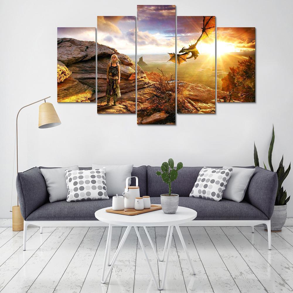 Game Of Thrones Dragon Mother Daenerys Targaryen Movie Canvas Wall Art