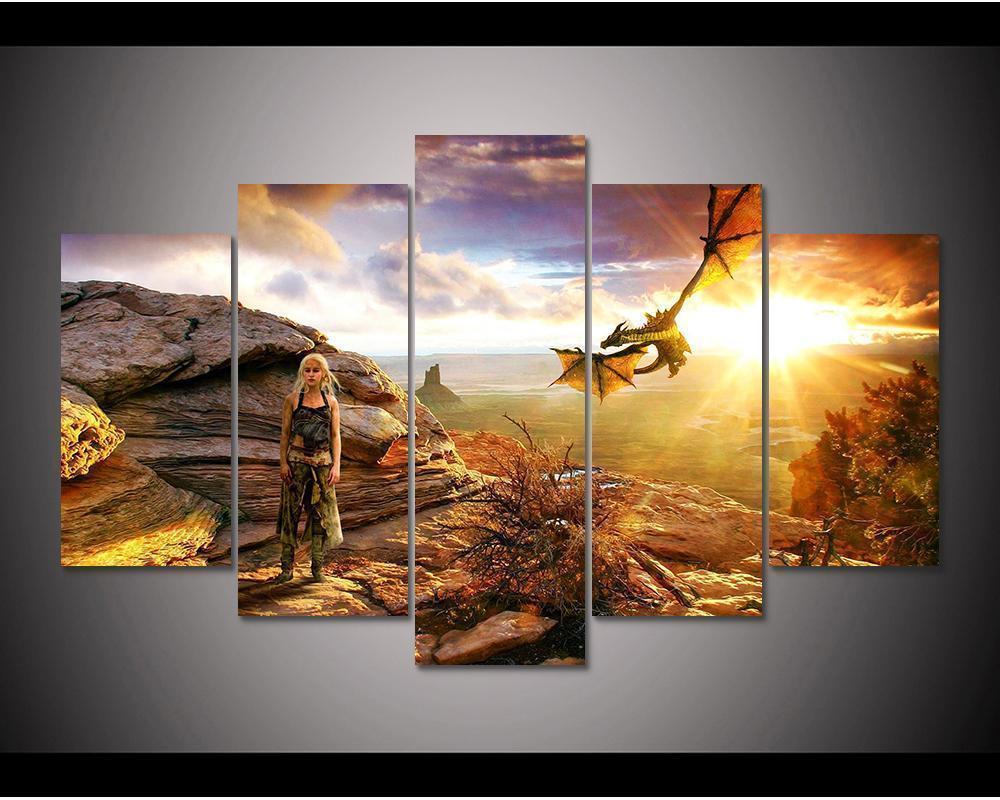 Game Of Thrones Dragon Mother Daenerys Targaryen Movie Canvas Wall Art