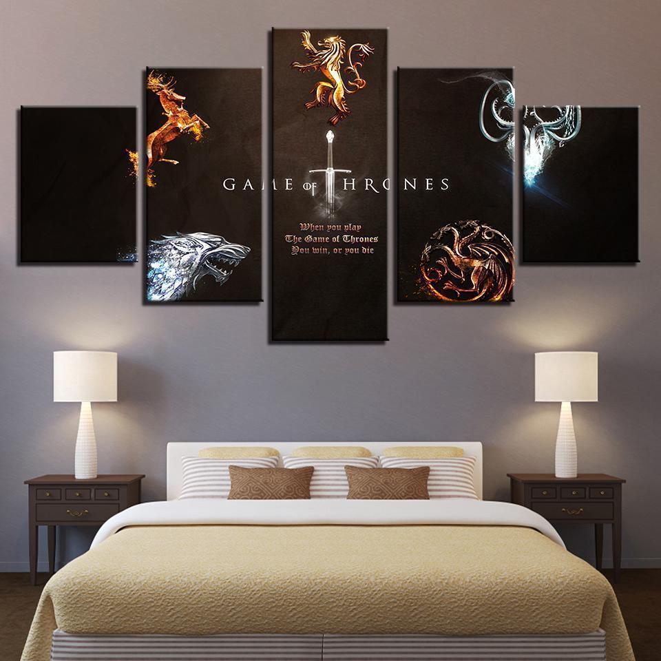 Game Of Thrones Families Sigil Live Or Die Movie Canvas Wall Art