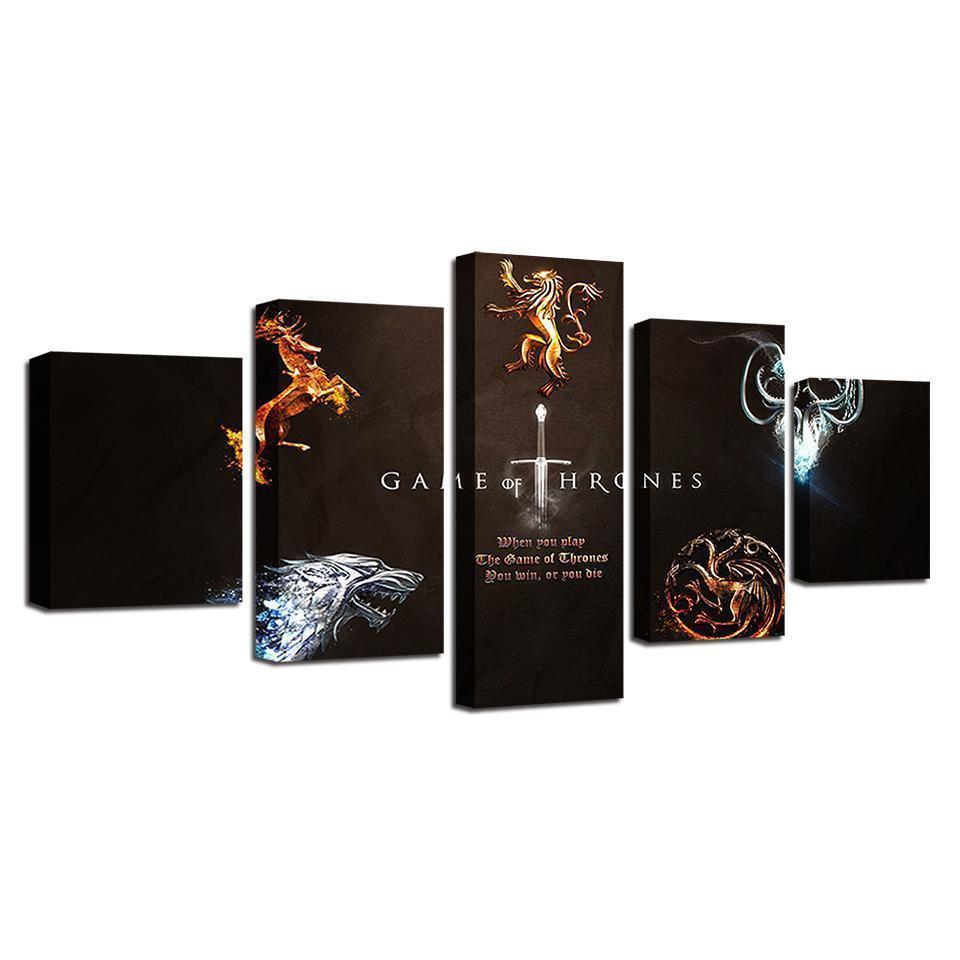 Game Of Thrones Families Sigil Live Or Die Movie Canvas Wall Art