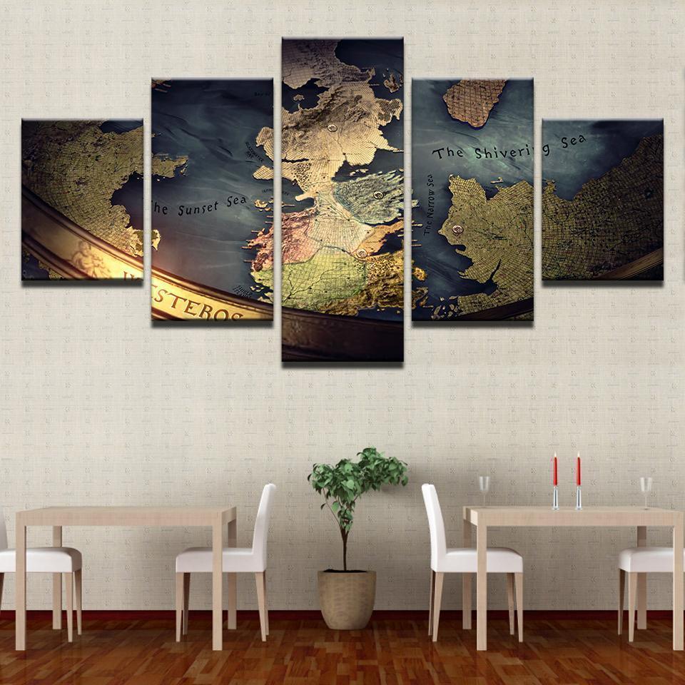 Game Of Thrones Map Movie Canvas Wall Art
