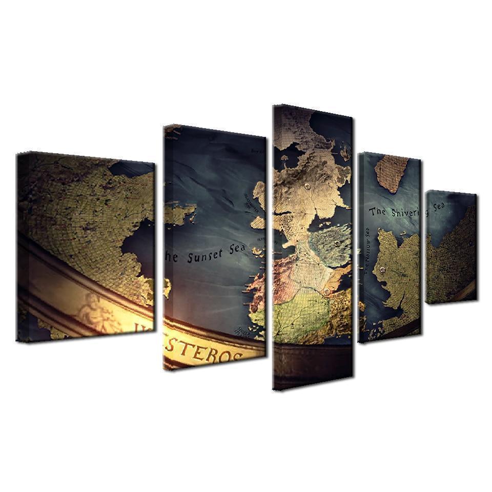 Game Of Thrones Map Movie Canvas Wall Art