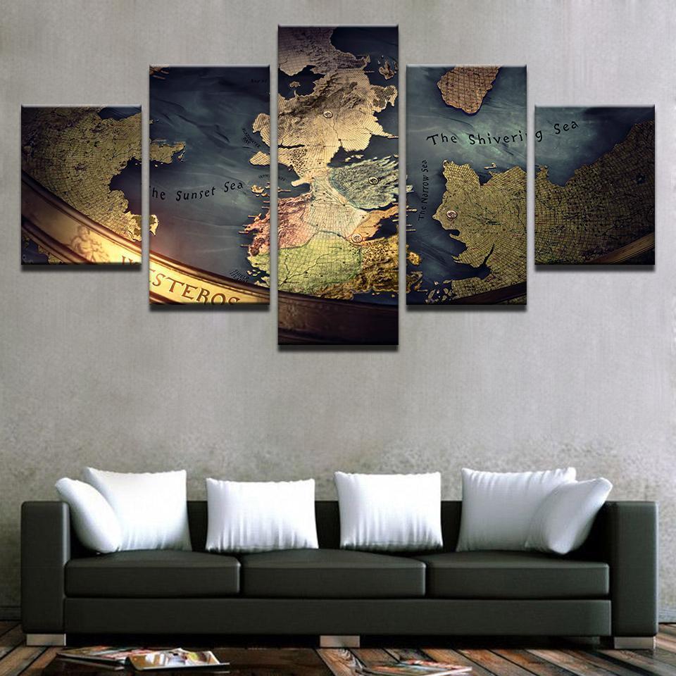 Game Of Thrones Map Movie Canvas Wall Art