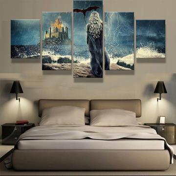 Game Of Thrones Queen Daenerys Targaryen Castle Movie Canvas Wall Art