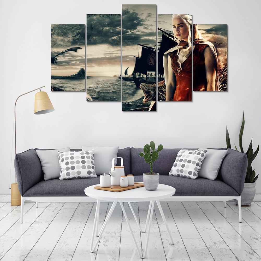 Game Of Thrones Silver Lady Mother Of Dragons Movie Canvas Wall Art
