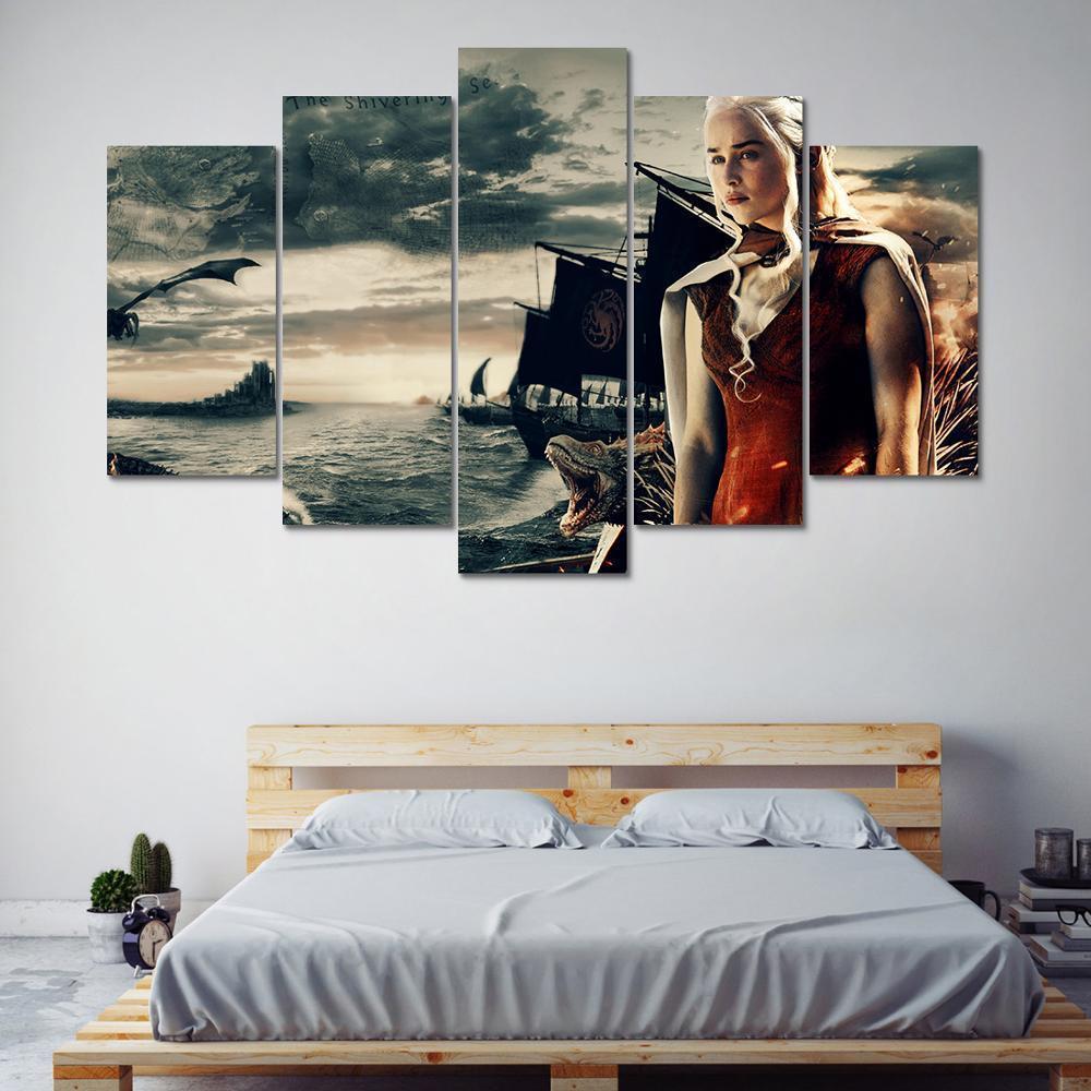 Game Of Thrones Silver Lady Mother Of Dragons Movie Canvas Wall Art