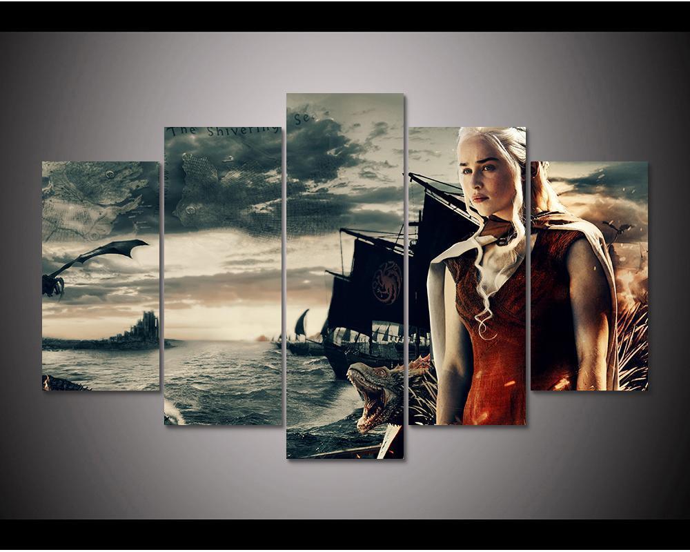 Game Of Thrones Silver Lady Mother Of Dragons Movie Canvas Wall Art