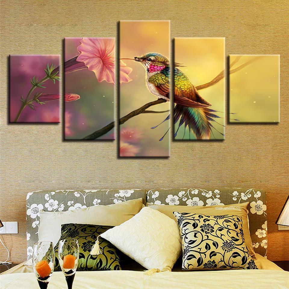 Gather Nectar Fantasy Flower Animal Canvas Wall Art