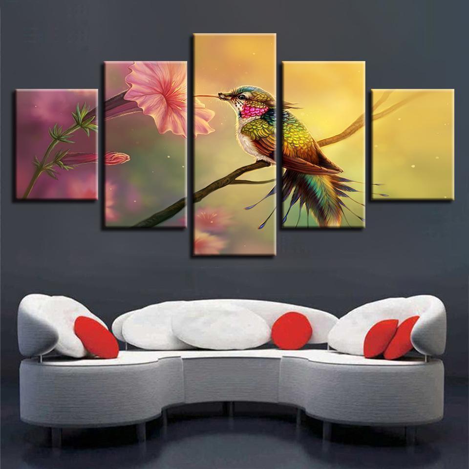 Gather Nectar Fantasy Flower Animal Canvas Wall Art