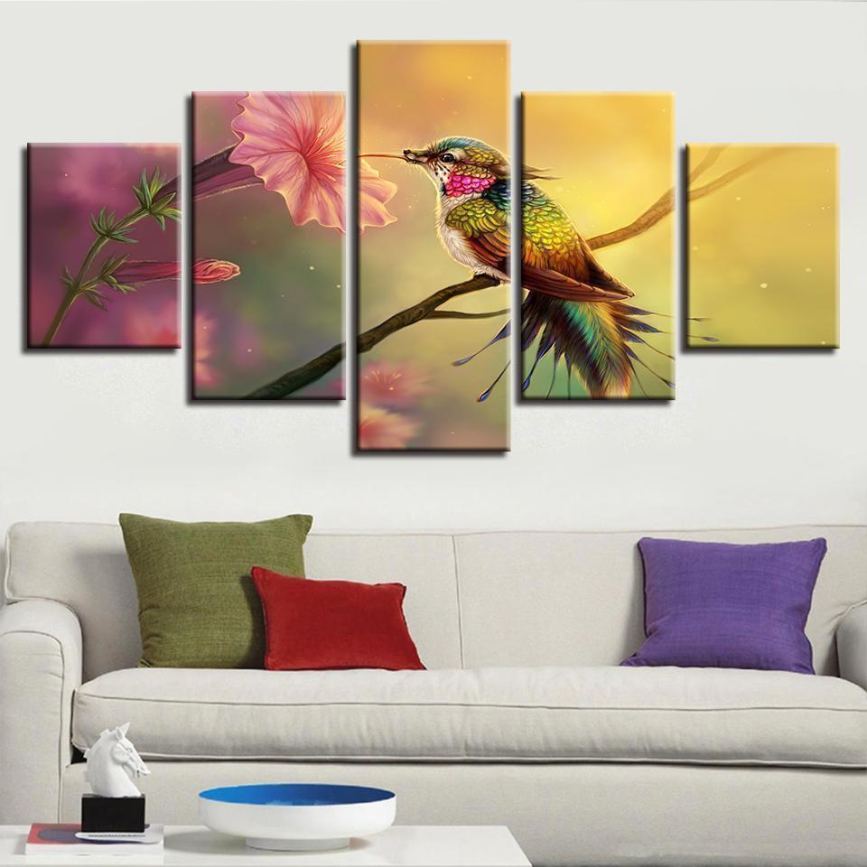 Gather Nectar Fantasy Flower Animal Canvas Wall Art