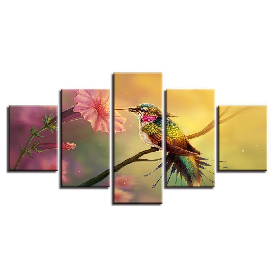 Gather Nectar Fantasy Flower Animal Canvas Wall Art