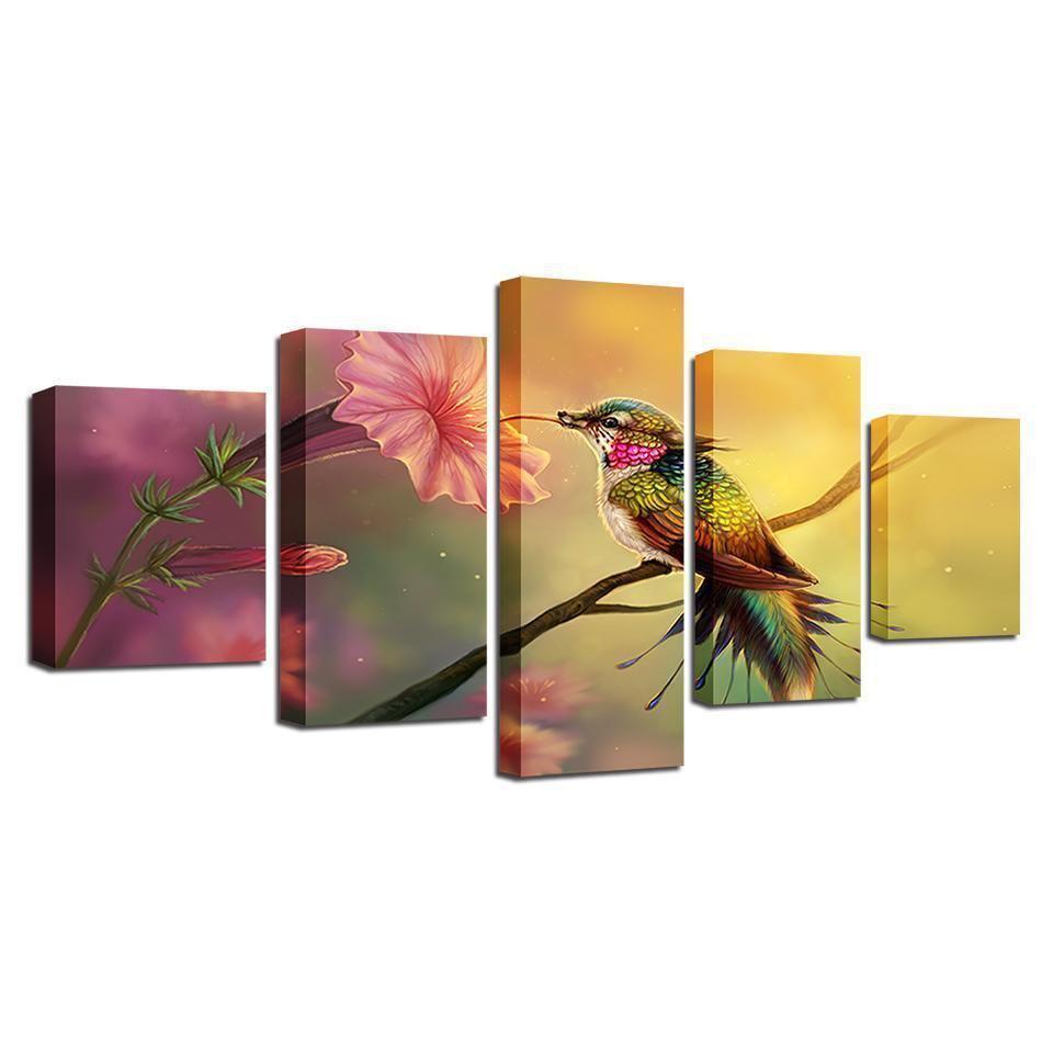 Gather Nectar Fantasy Flower Animal Canvas Wall Art