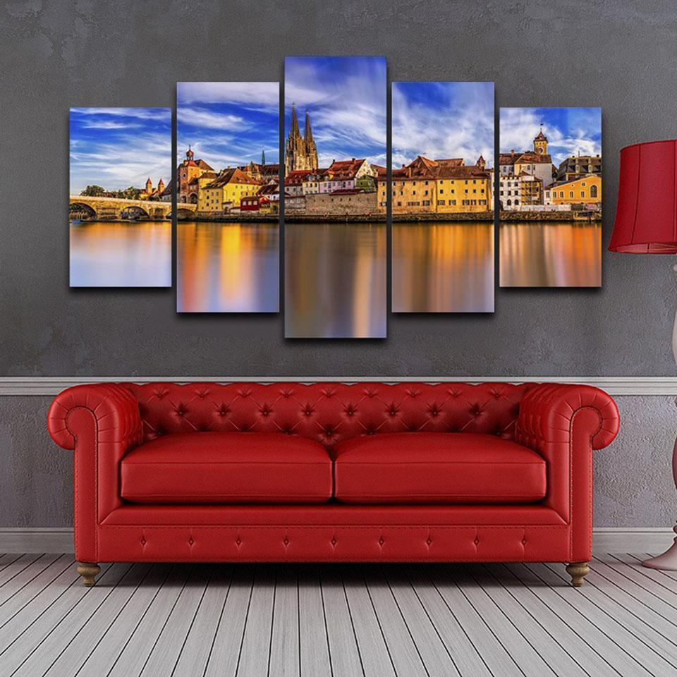 Germany During Sunset Scenery Cologne Cathedral Nature Canvas Wall Art