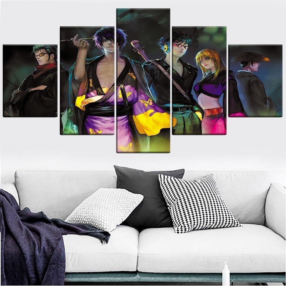 Gintama Characters 5 Anime Canvas Wall Art