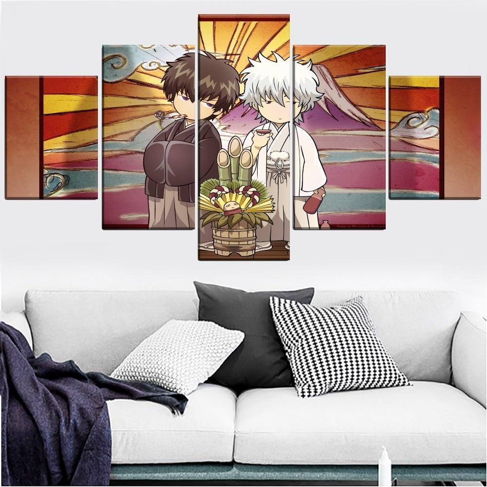 Gintama Gintoki Vs. Sougo 1 Anime Canvas Wall Art