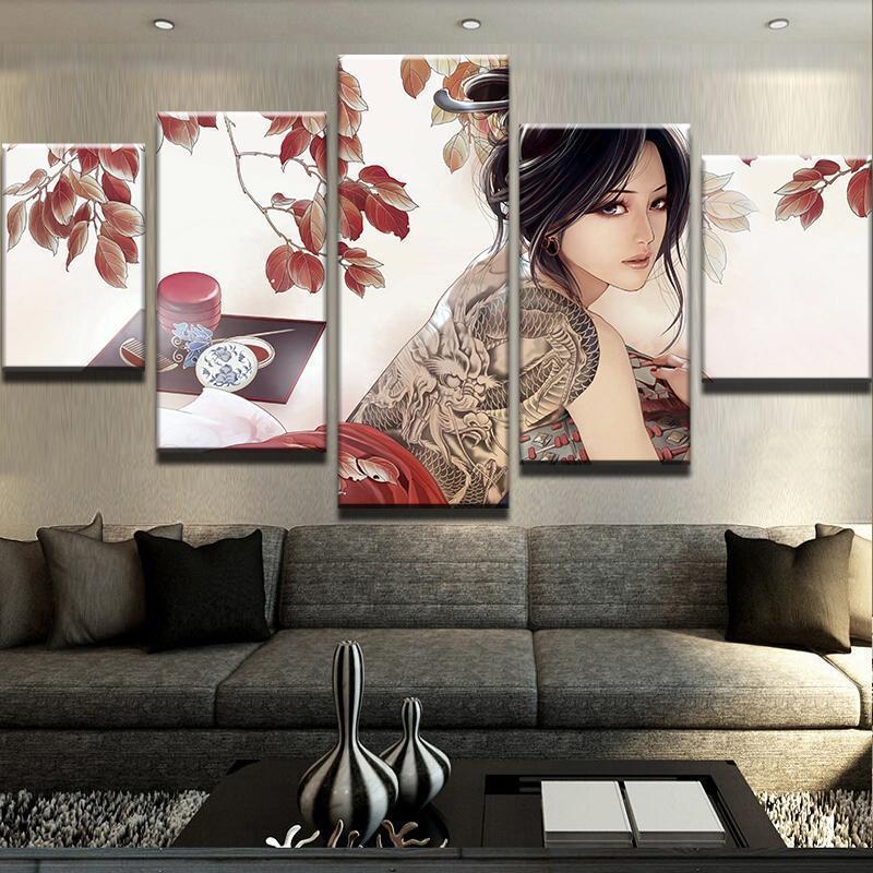Girl With Dragon Tattoo Absatract Movie Canvas Wall Art