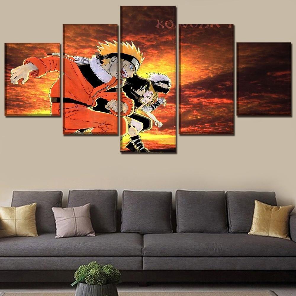 Glow Anime Naruto Roles Running Race  Anime Canvas Wall Art