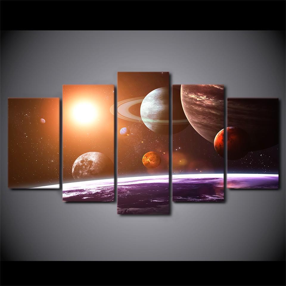 Glowing Planet Earth In Space Space Universe Canvas Wall Art
