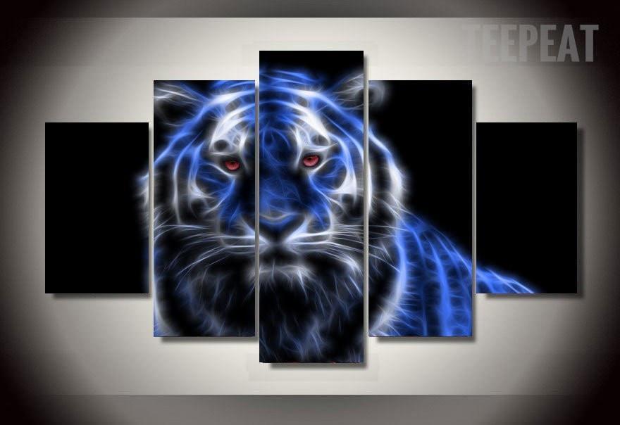 Glowing Tiger Abstract Animal Canvas Wall Art