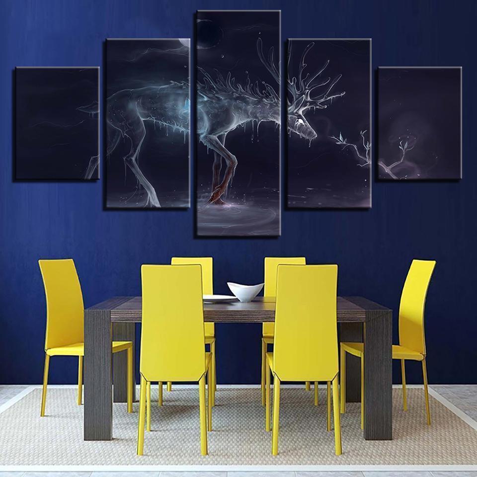 Glowing Water Deer 1 Abstract Animal Canvas Wall Art