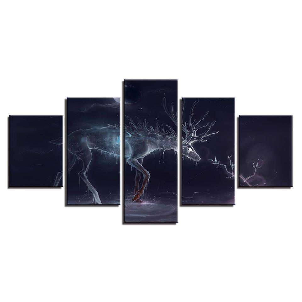 Glowing Water Deer 1 Abstract Animal Canvas Wall Art