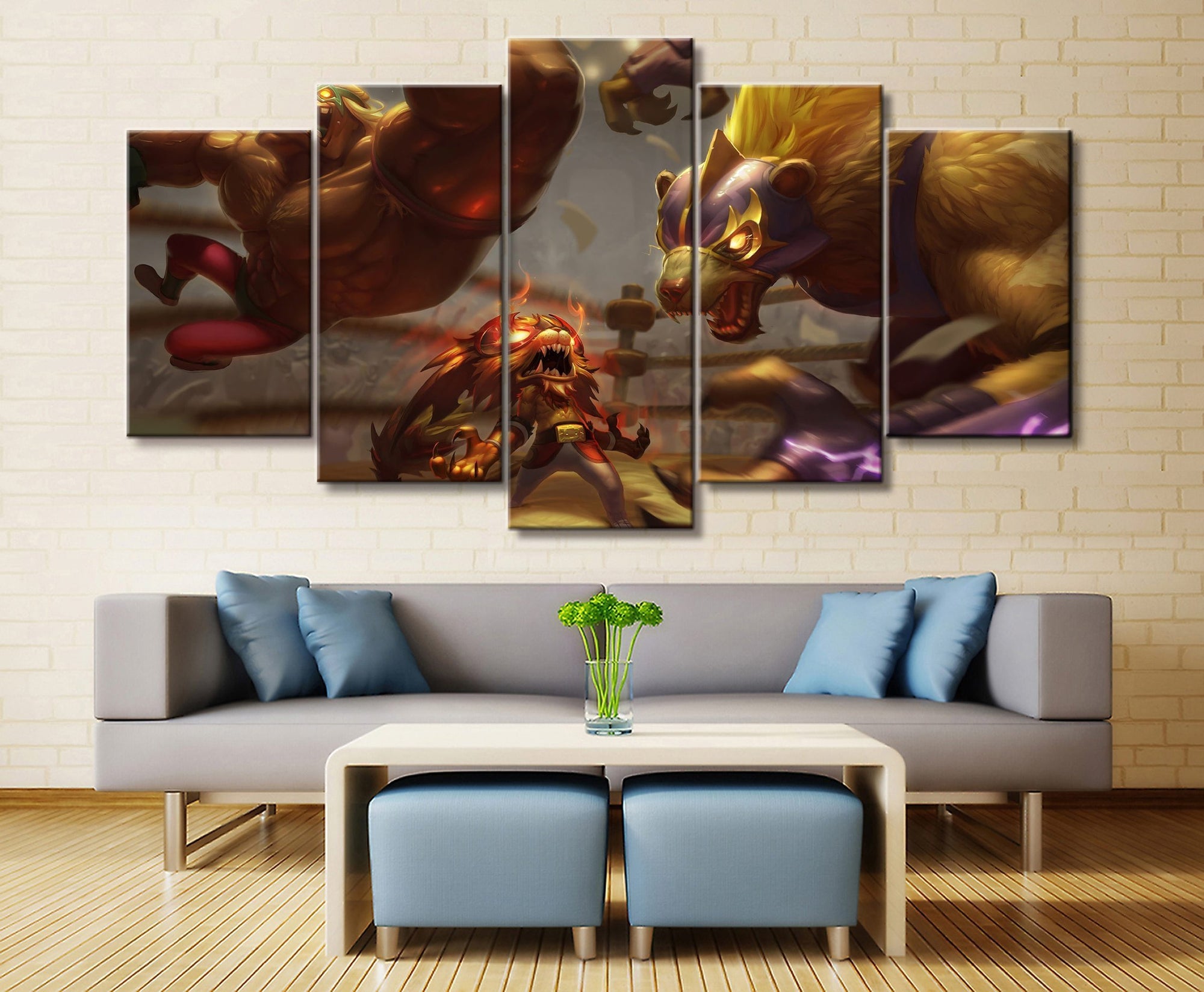 LOL League Of Legends Gnar / Warwick Game Canvas Wall Art
