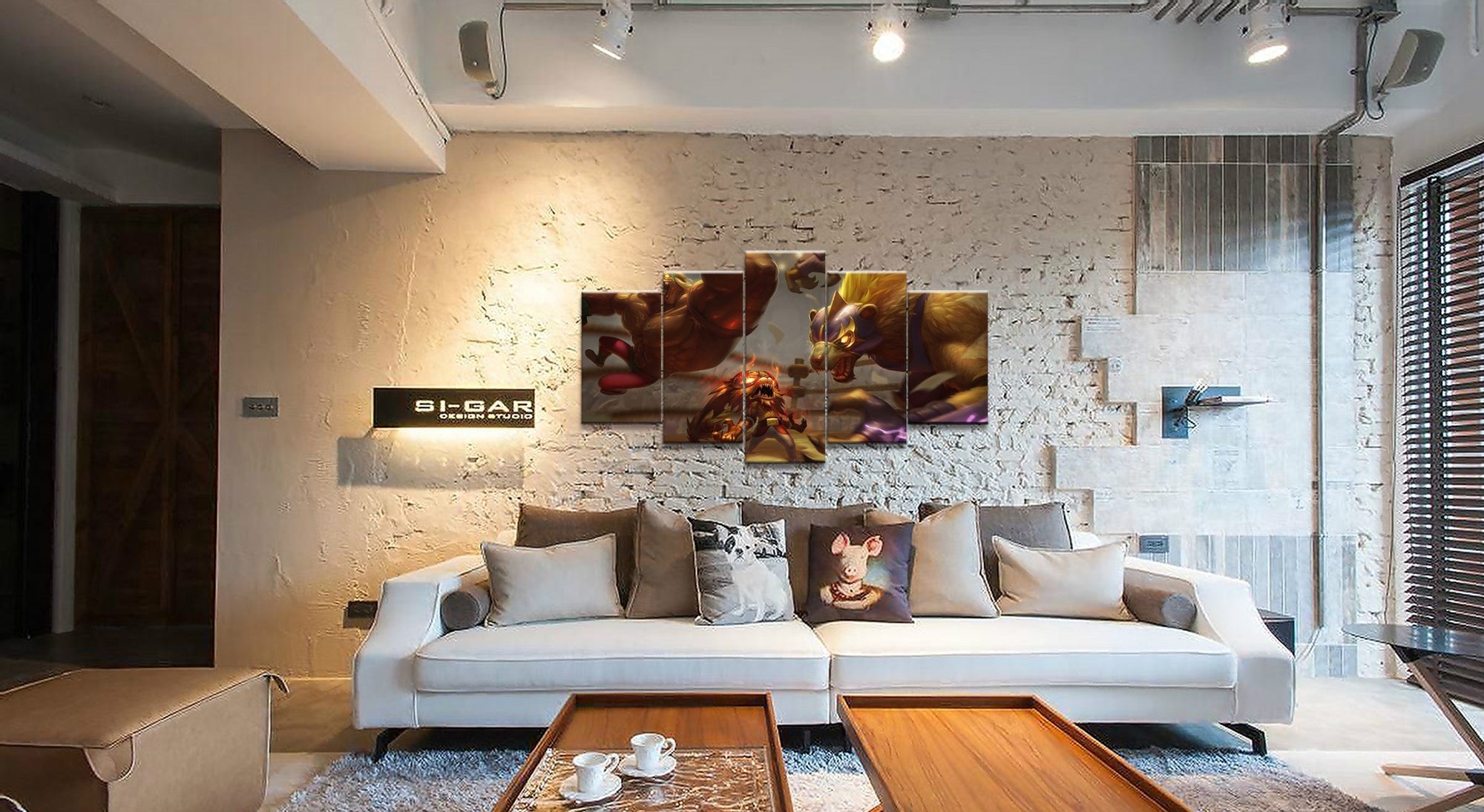 LOL League Of Legends Gnar / Warwick Game Canvas Wall Art