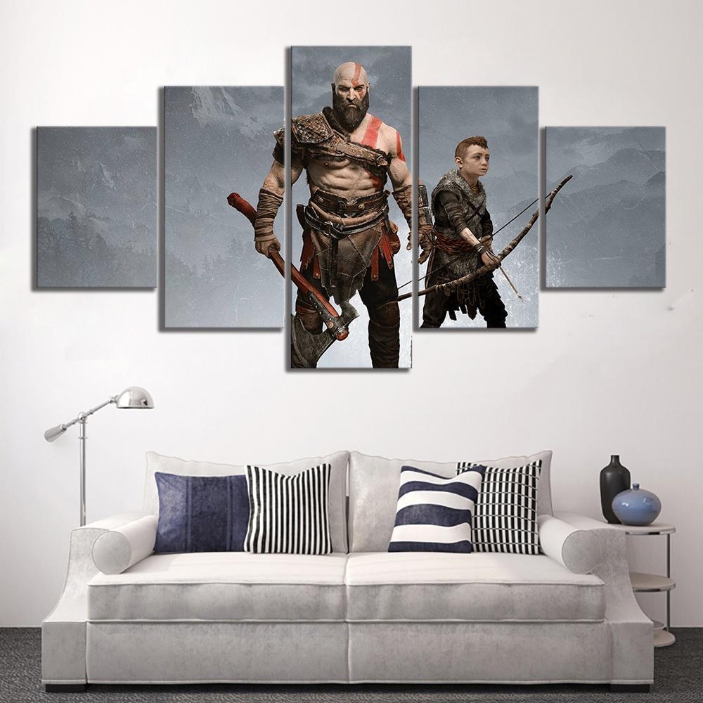 God Of War 4 Kratos And Atreus Gaming Canvas Wall Art