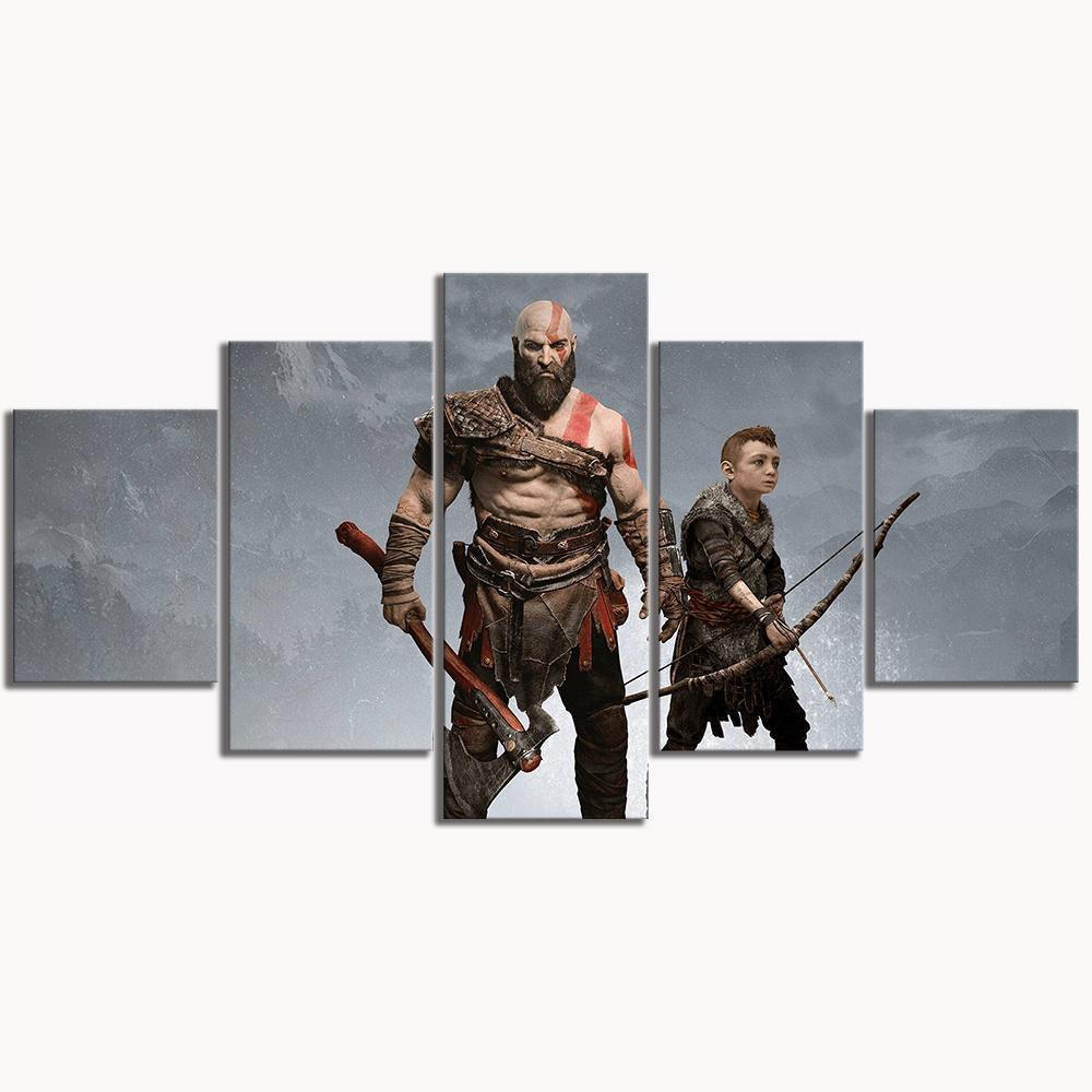 God Of War 4 Kratos And Atreus Gaming Canvas Wall Art