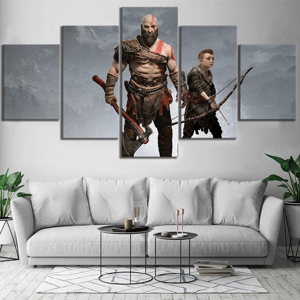 God Of War 4 Kratos And Atreus Gaming Canvas Wall Art
