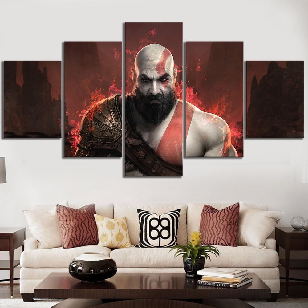 God Of War 4 Kratos Poster 2 Gaming Canvas Wall Art