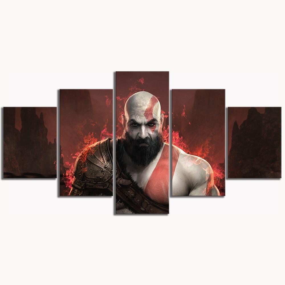 God Of War 4 Kratos Poster 2 Gaming Canvas Wall Art