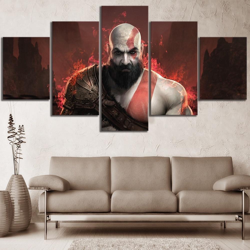 God Of War 4 Kratos Poster 2 Gaming Canvas Wall Art