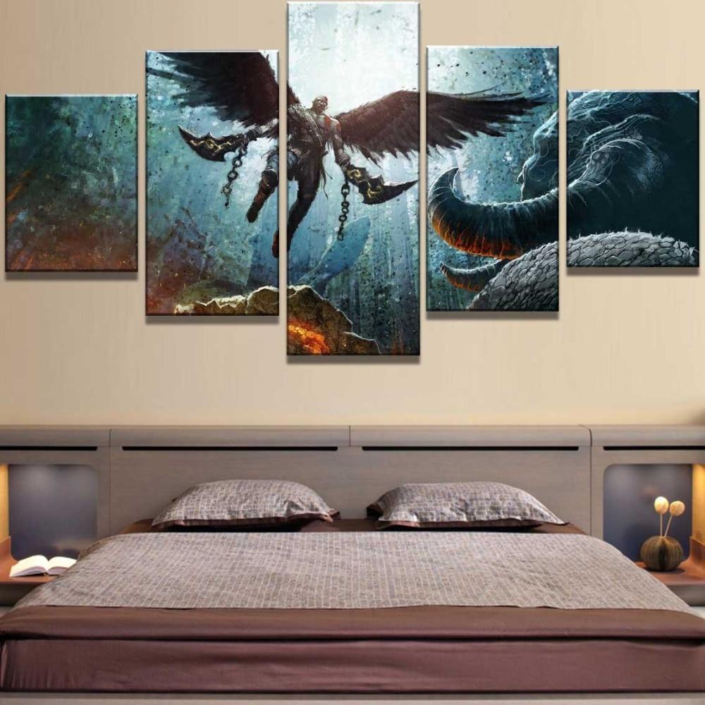 God Of War Kratos Wings Gaming Canvas War Art